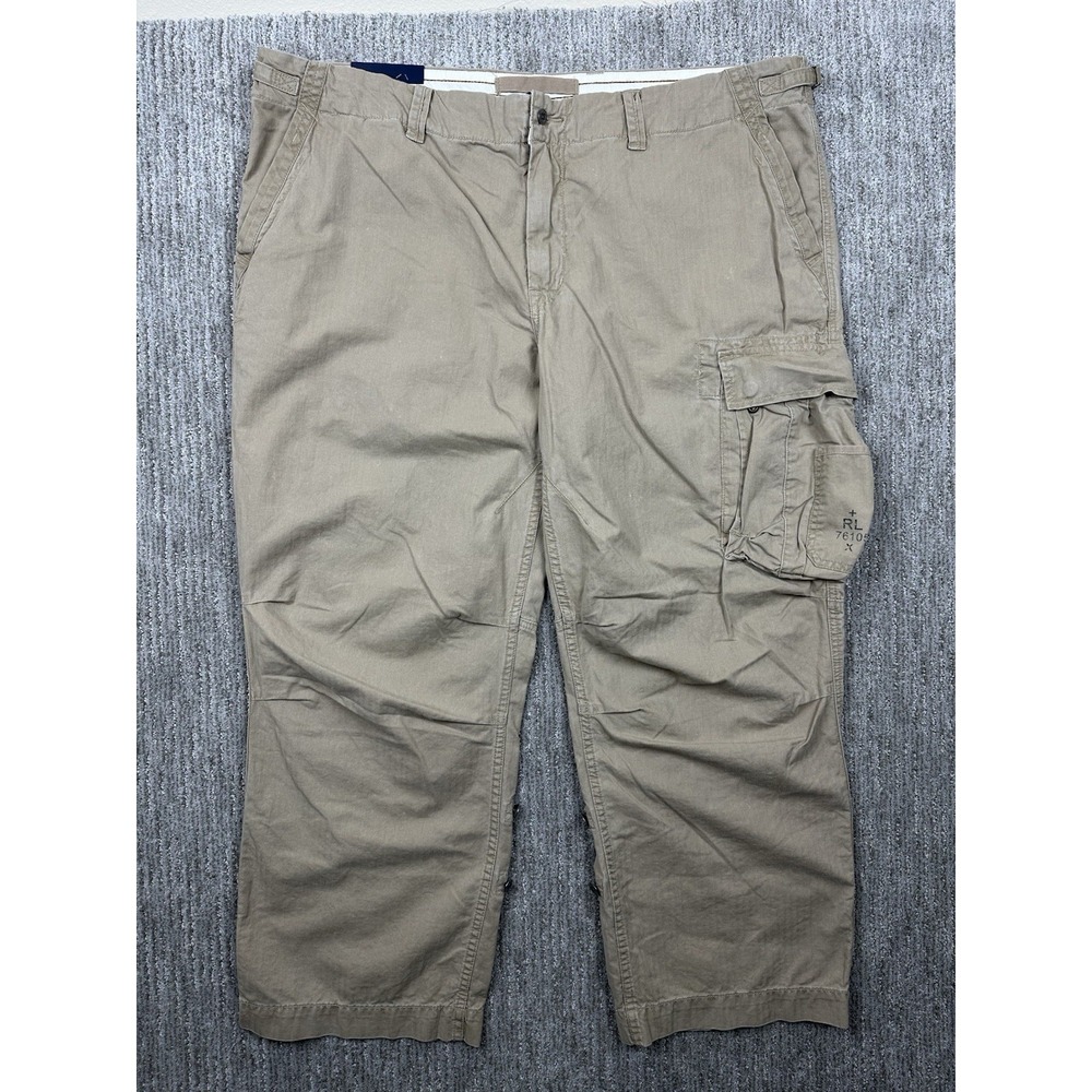 Vtg Polo Ralph Lauren Big & Tall Beige Baggy Cargo Pants 44Bx30 NWT Military